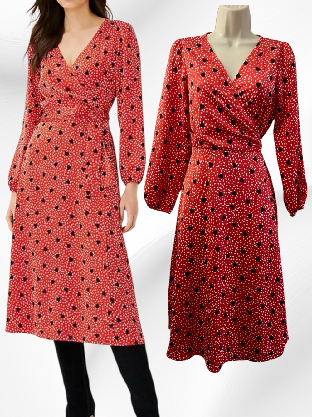 Ann Taylor Wrap Dress with Heart Print Size 2 Petite NWT MSRP $159